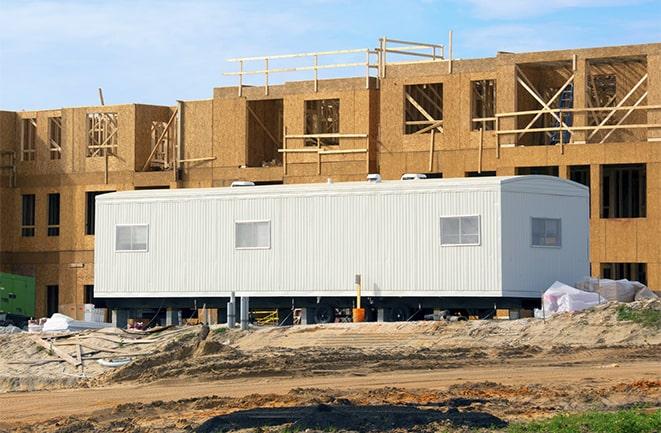 construction office trailers for rent at a building site in Jamestown